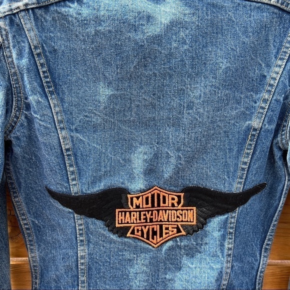 Vintage Lee Riders Harley Davidson Patch Jean Jacket - Picture 3 of 16